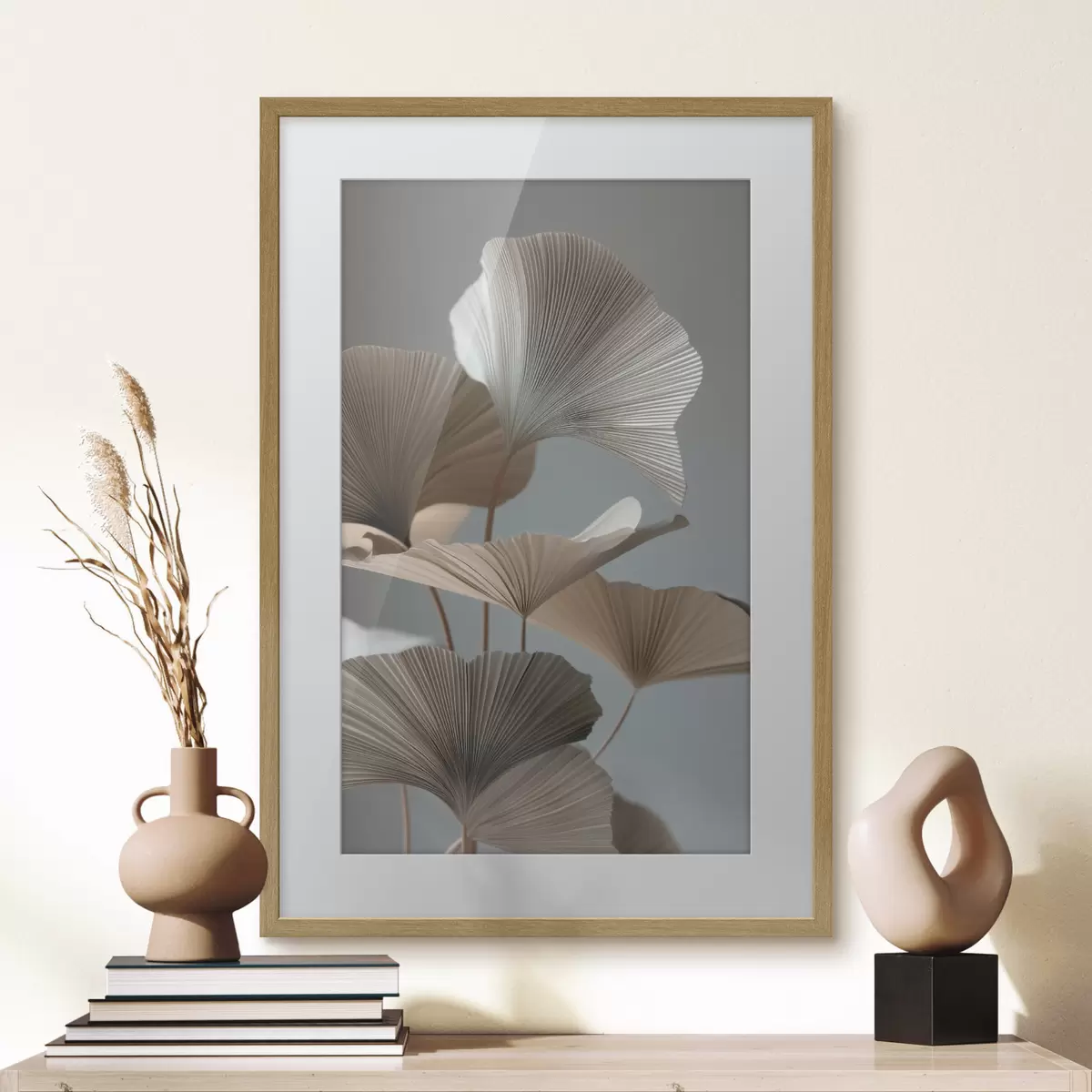 Poster Minimalistische, fächerförmige Blätter f49972