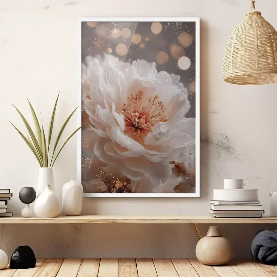 Fototapete Weiße Blume mit zarten Lichtreflexen f49973