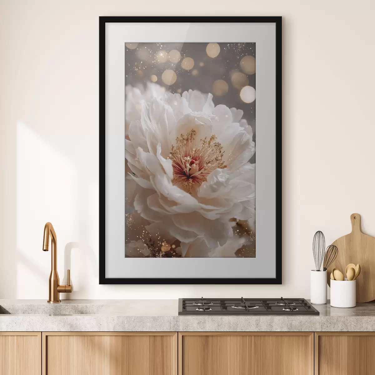 Poster Weiße Blume mit zarten Lichtreflexen f49973