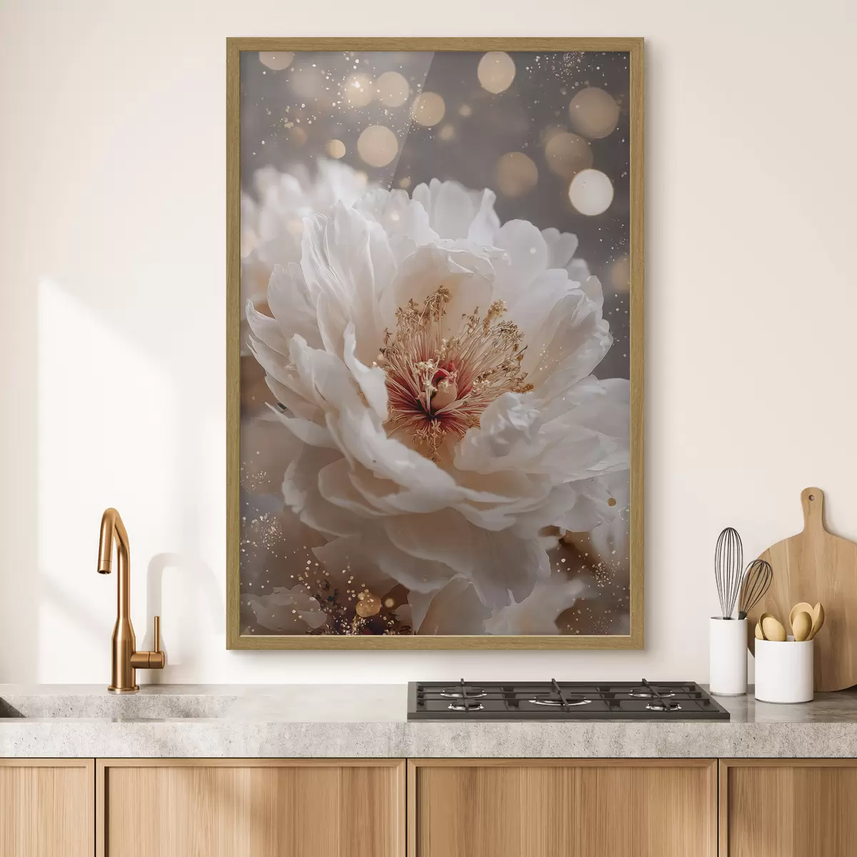 Poster Weiße Blume mit zarten Lichtreflexen f49973