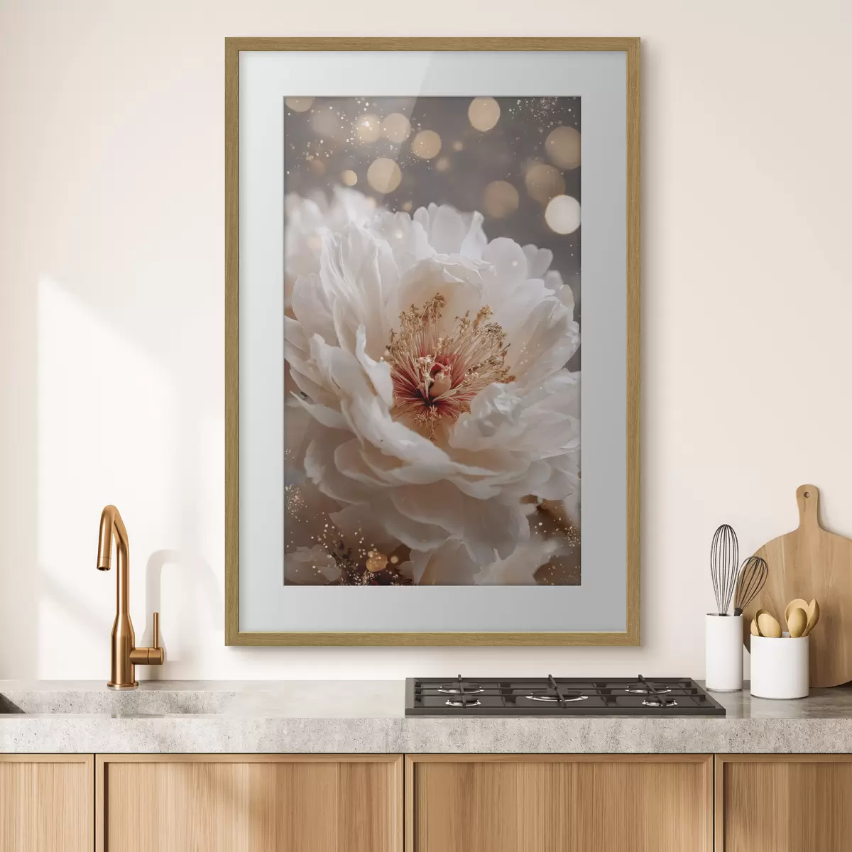Poster Weiße Blume mit zarten Lichtreflexen f49973