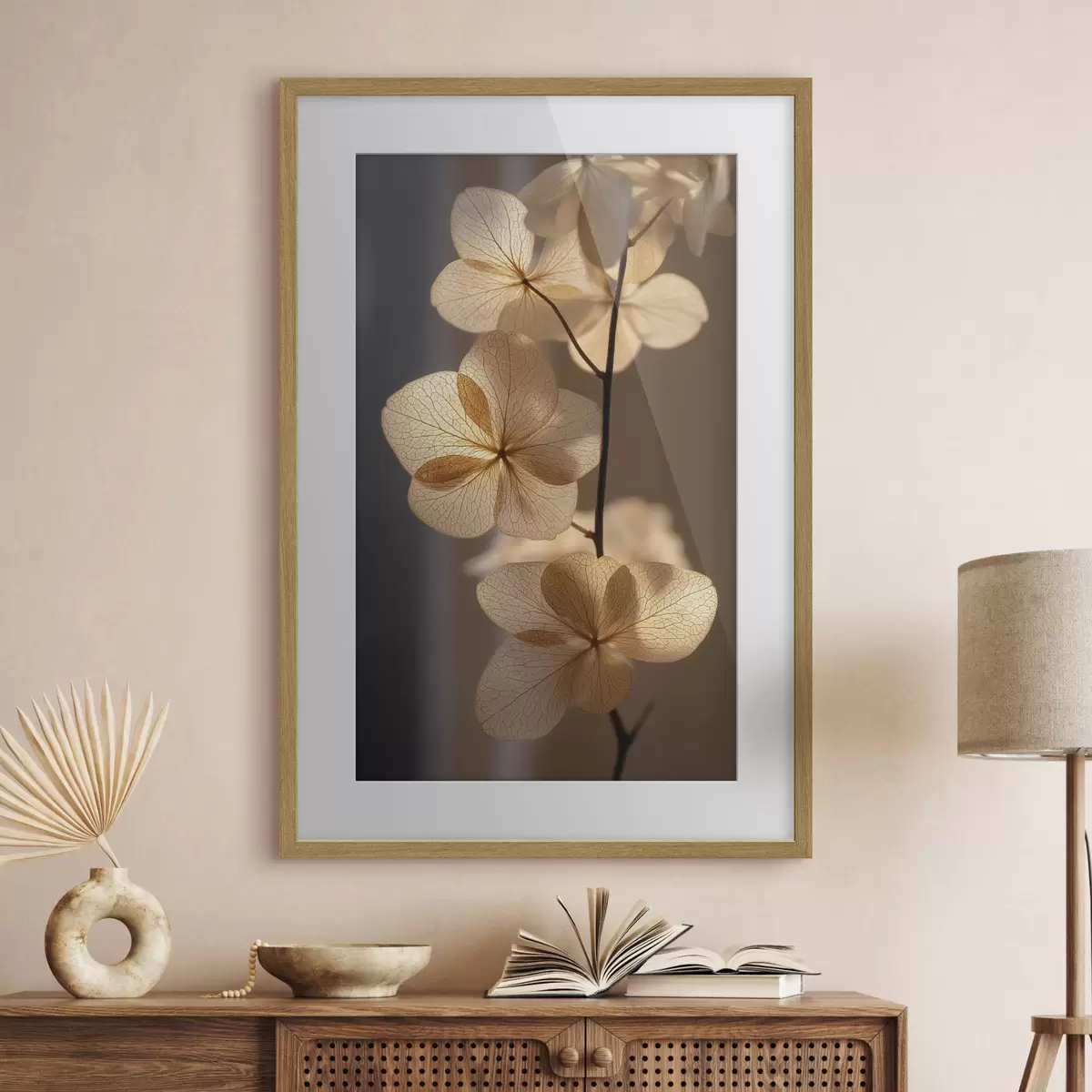 Poster Zarter Zweig mit durchscheinenden Blüten f49974