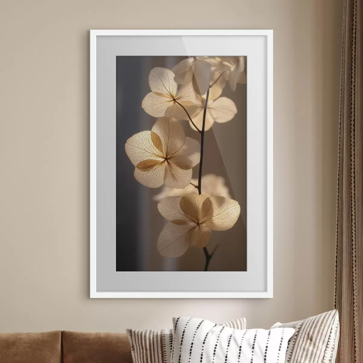 Poster Zarter Zweig mit durchscheinenden Blüten f49974