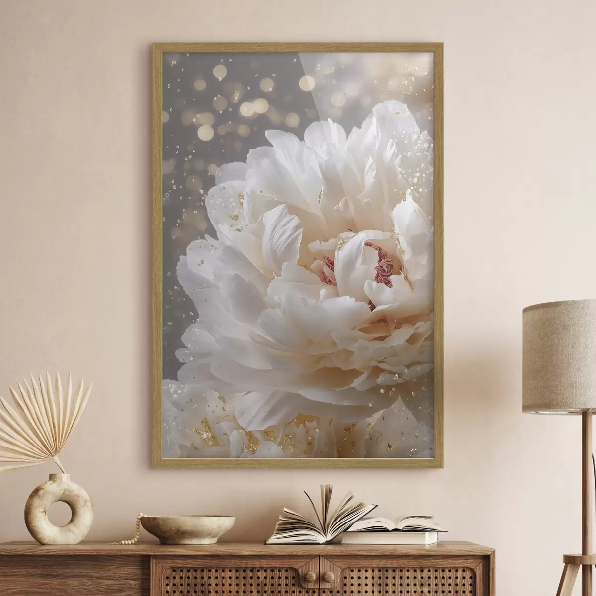 Poster Üppige weiße Blüte mit zartem Schimmer f49981