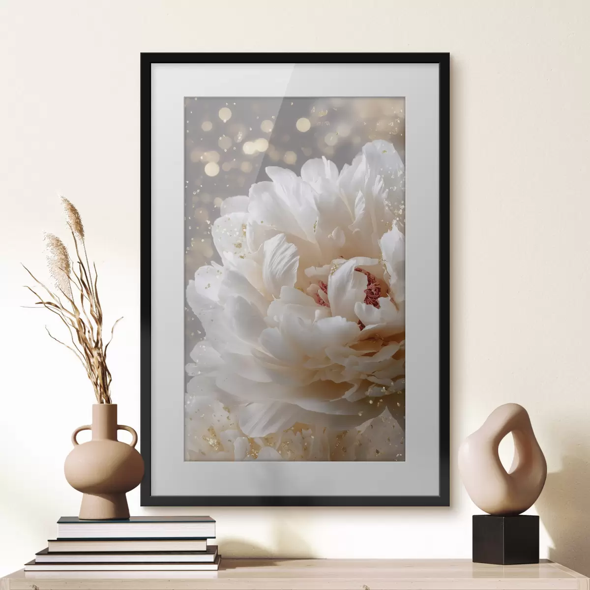Poster Üppige weiße Blüte mit zartem Schimmer f49981