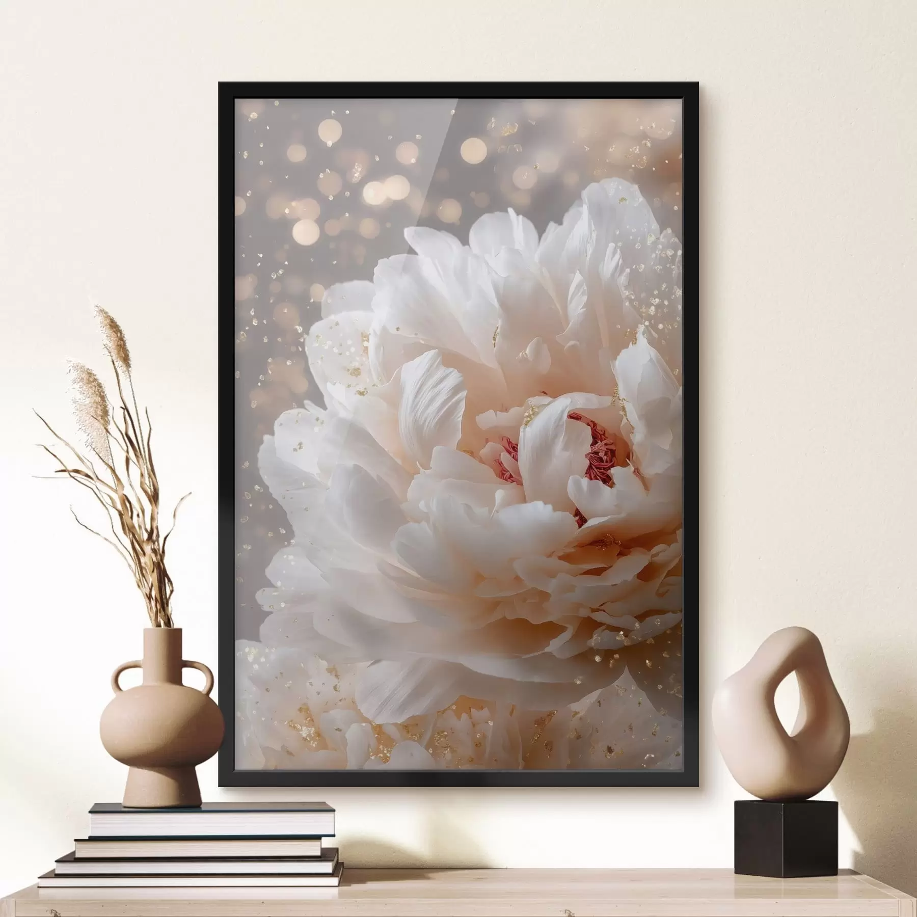 Fototapete Üppige weiße Blüte mit zartem Schimmer f49981