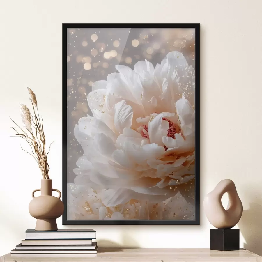 Fototapete Üppige weiße Blüte mit zartem Schimmer f49981
