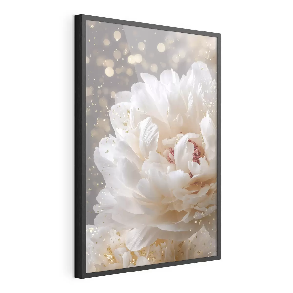 Poster Üppige weiße Blüte mit zartem Schimmer f49981