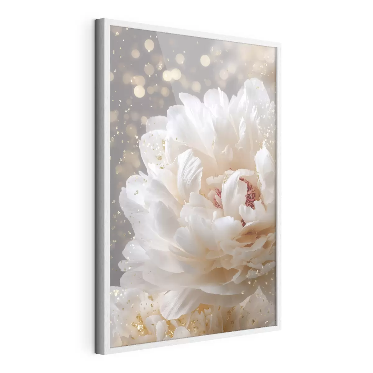 Poster Üppige weiße Blüte mit zartem Schimmer f49981
