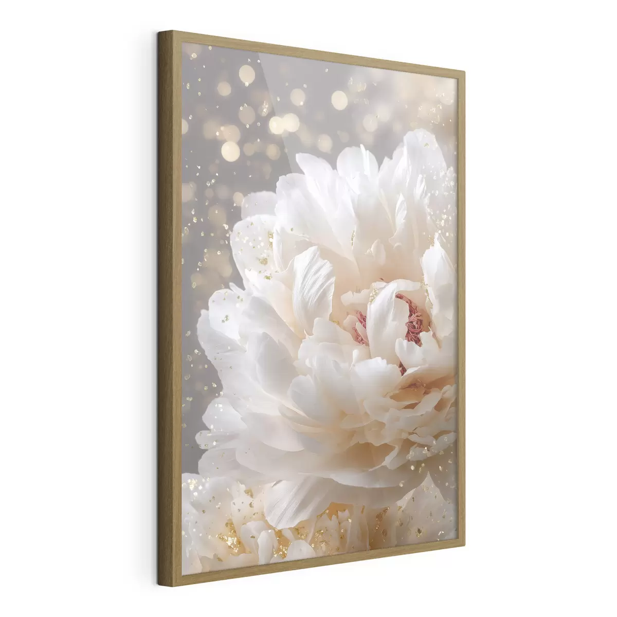 Poster Üppige weiße Blüte mit zartem Schimmer f49981