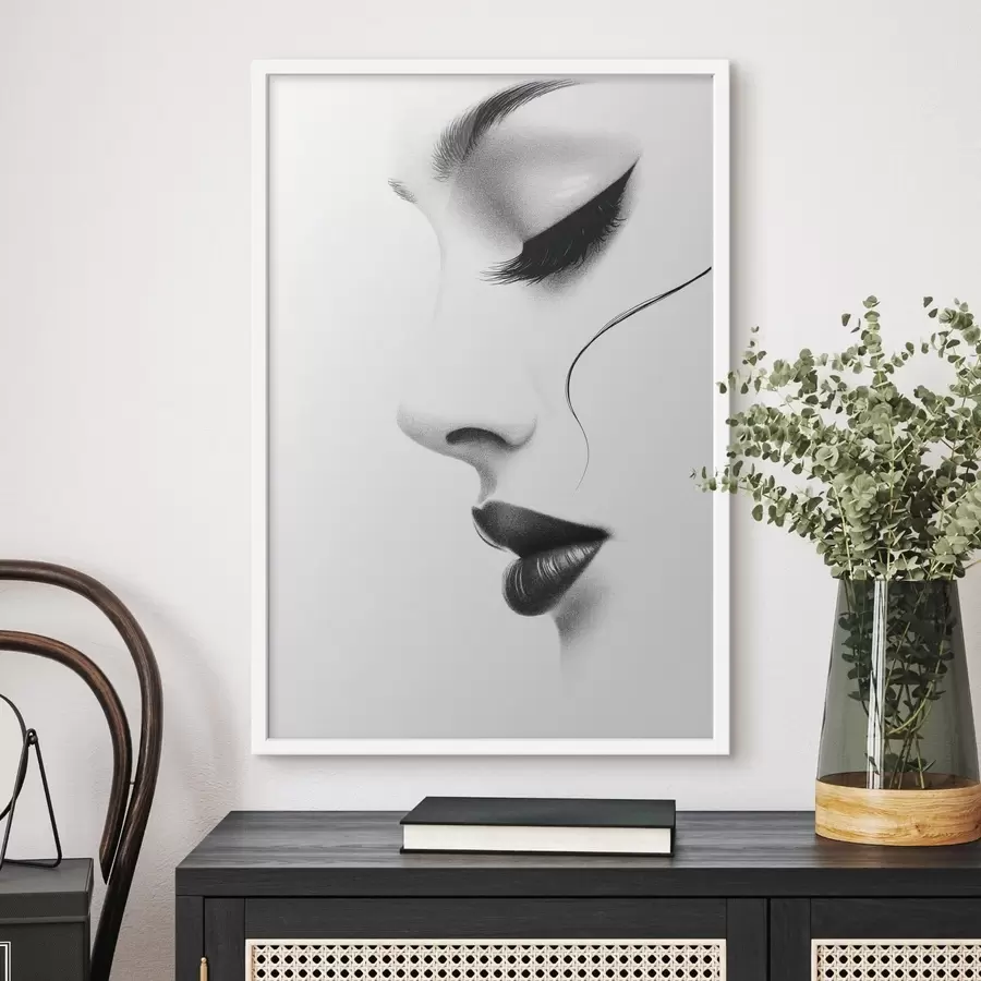 Fototapete Minimalistisches Frauenporträt in Schwarz-Weiß f49982