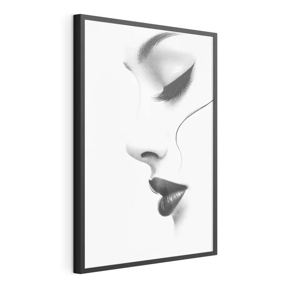 Poster Minimalistisches Frauenporträt in Schwarz-Weiß f49982