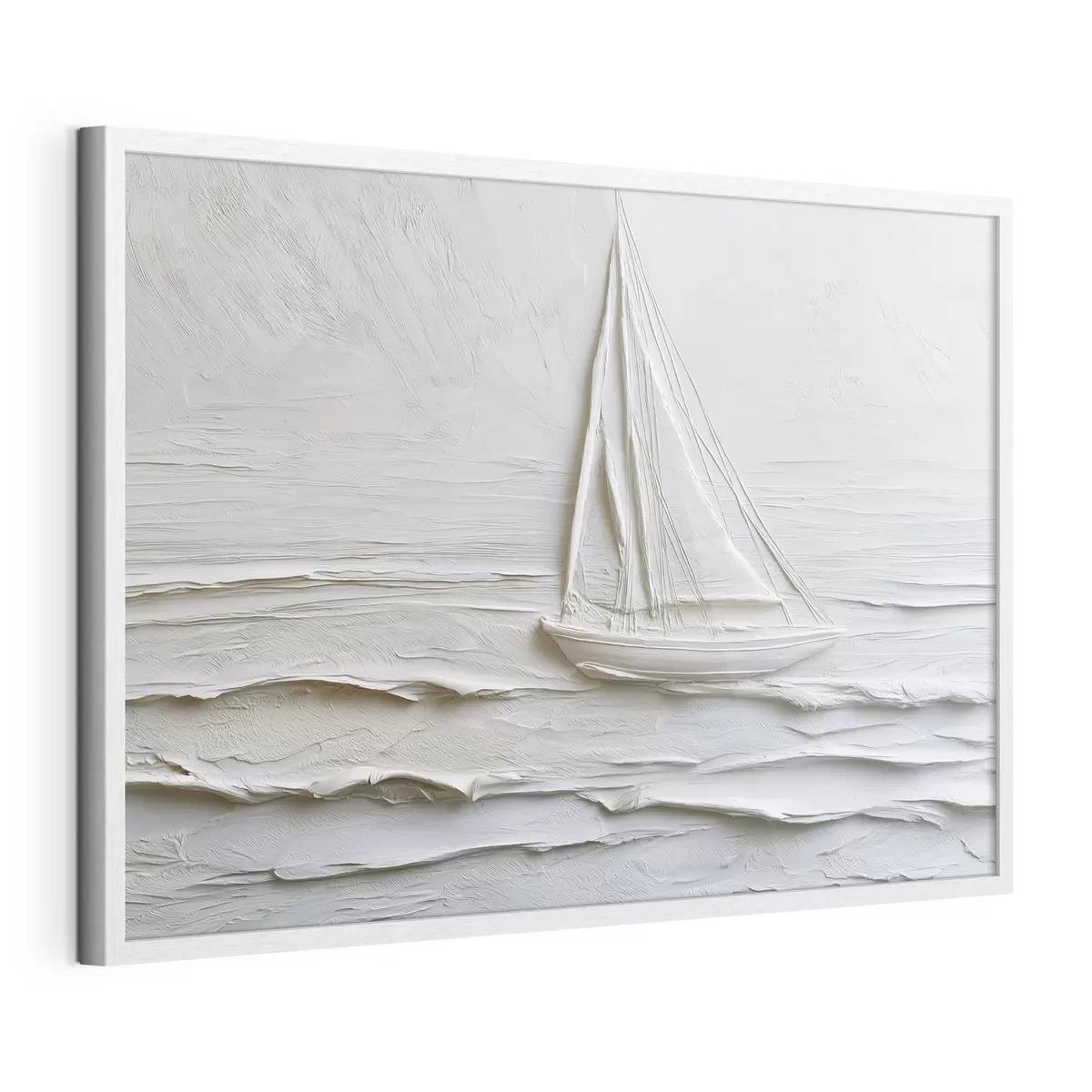 Poster Minimalistisches Segelboot auf dem Meer mit Relief-Effekt f49984