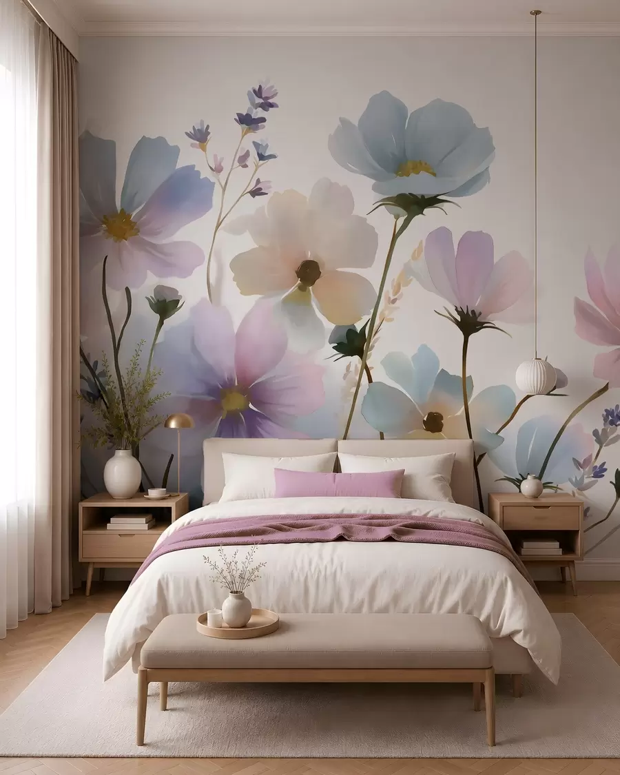Fototapete Wildblumen im Aquarellstil w05755