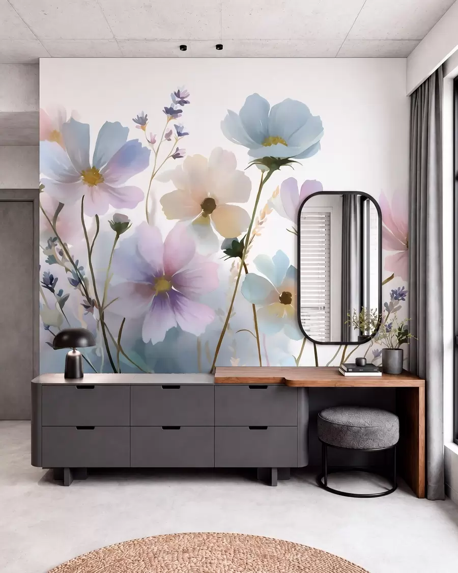 Fototapete Wildblumen im Aquarellstil w05755