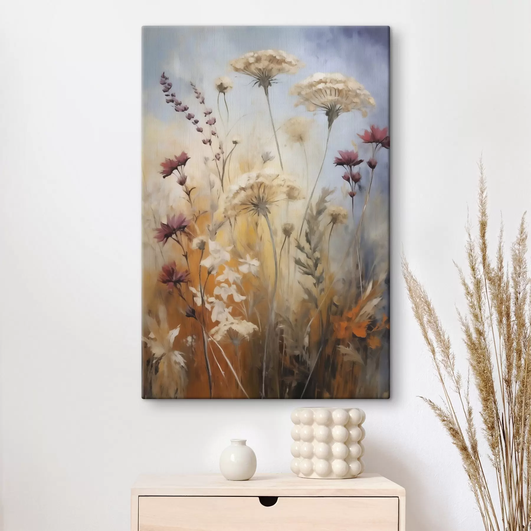 Fototapete Wildblumen und Gräser, Nachbildung eines Gemäldes s50144