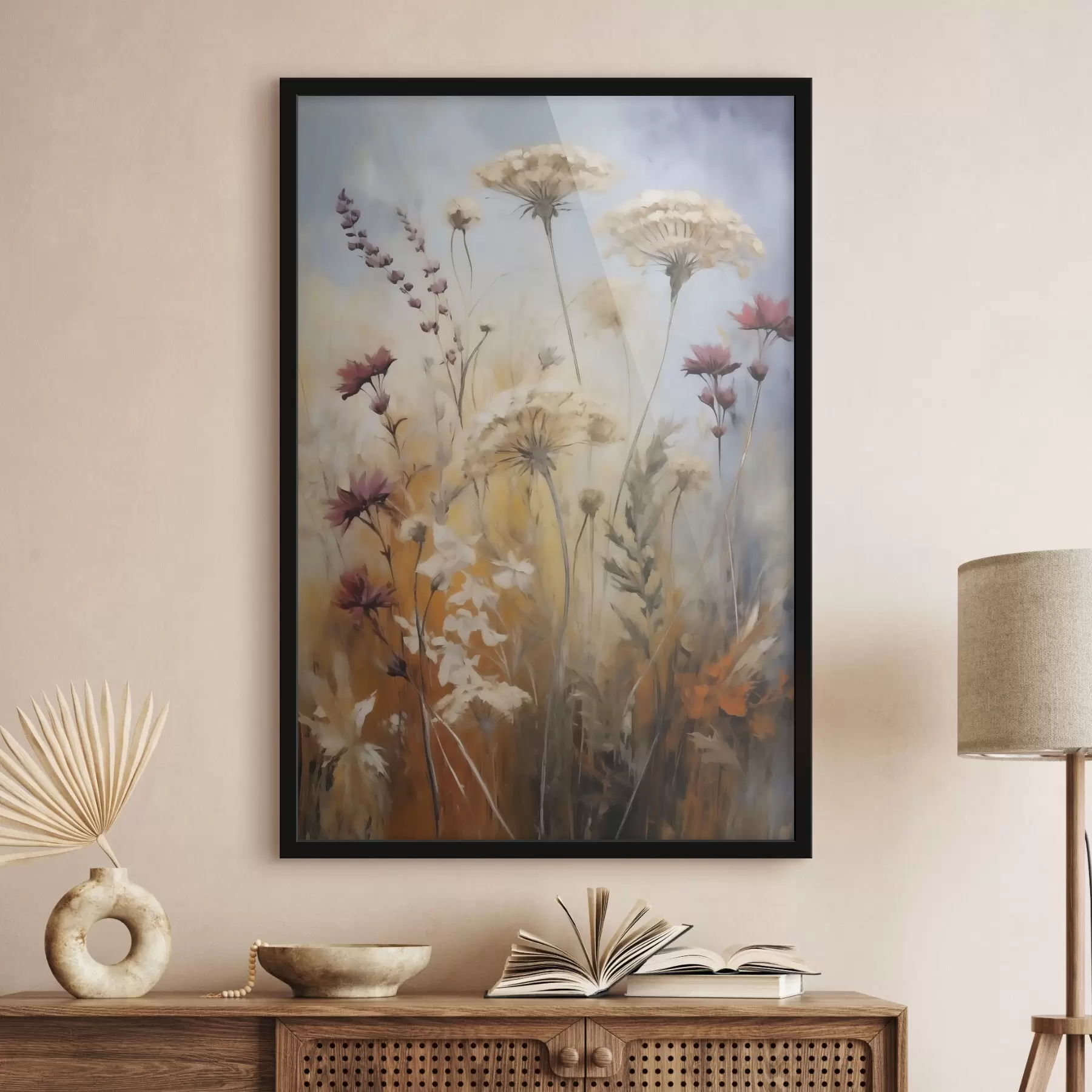 Fototapete Wildblumen und Gräser, Nachbildung eines Gemäldes f50144