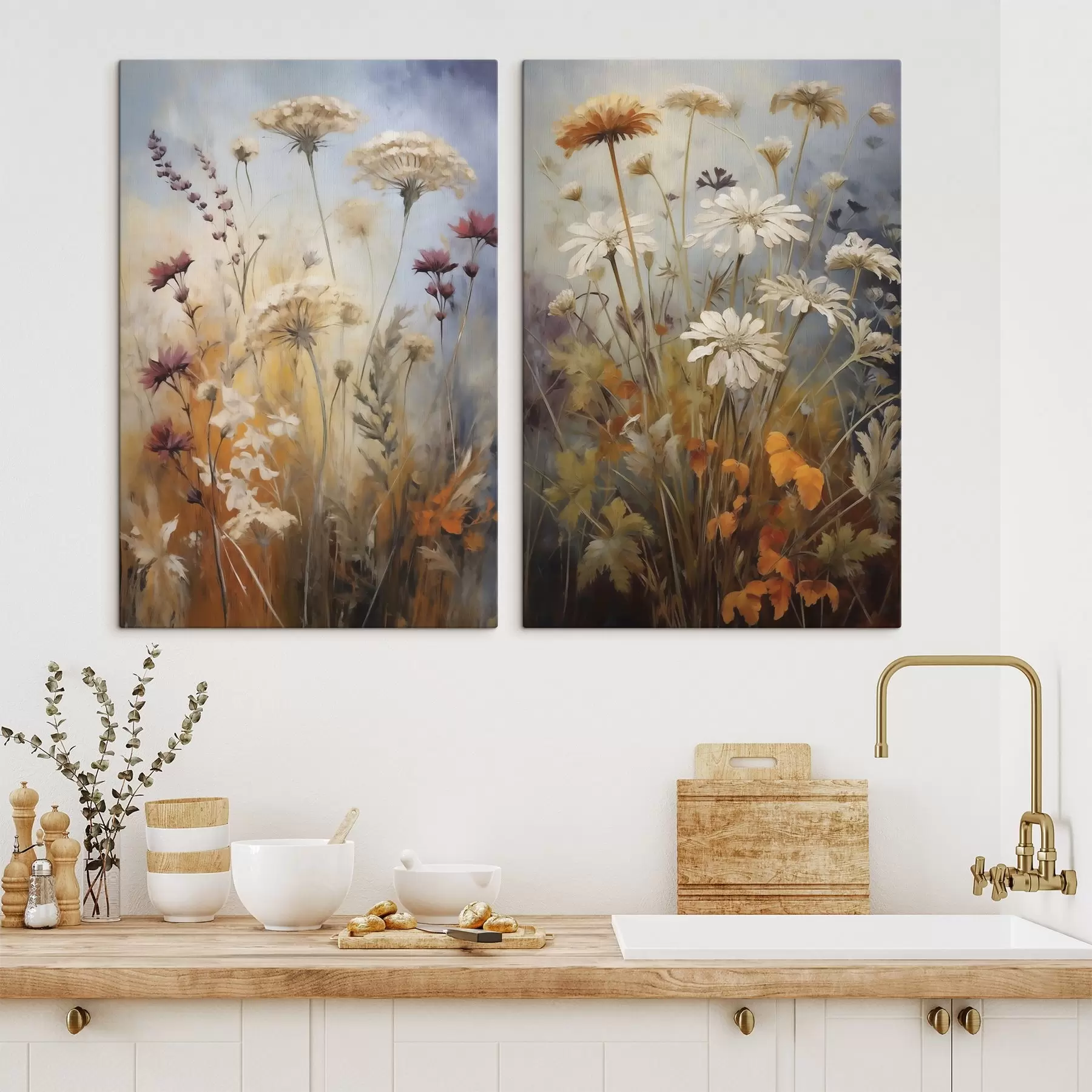 Fototapete Wildblumen und Gräser, Nachbildung eines Gemäldes m30808
