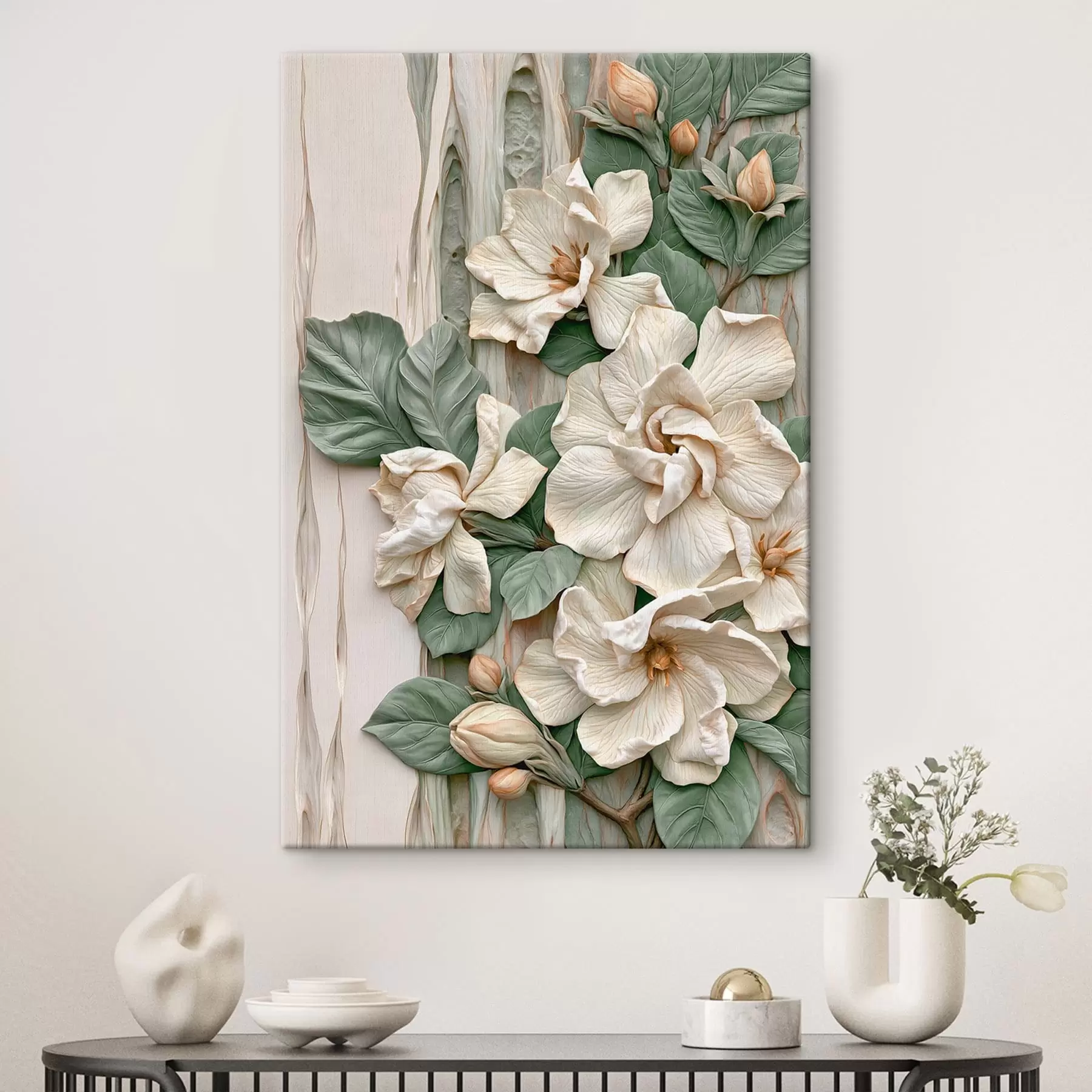 Fototapete Abstrakte Blumen mit Blättern s50079