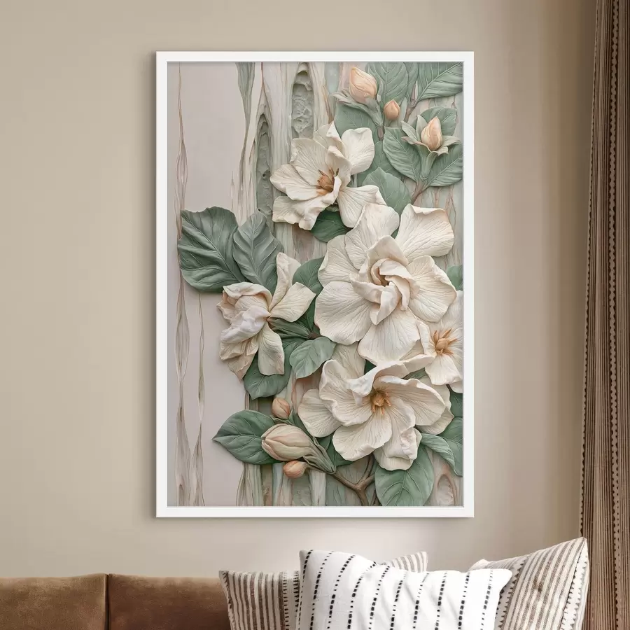Fototapete Abstrakte Blumen mit Blättern f50079