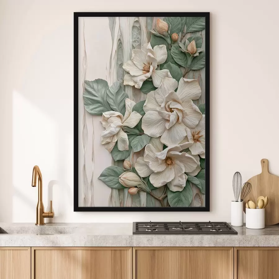 Fototapete Abstrakte Blumen mit Blättern f50079