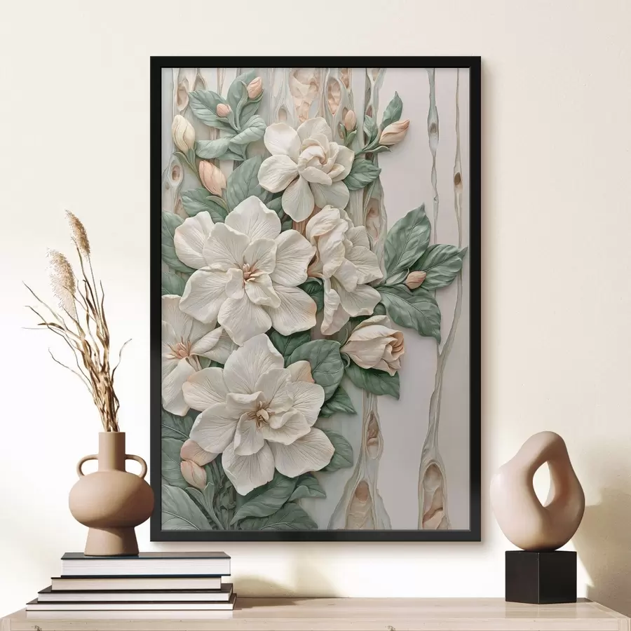 Fototapete Abstrakte Blumen mit Blättern f50080