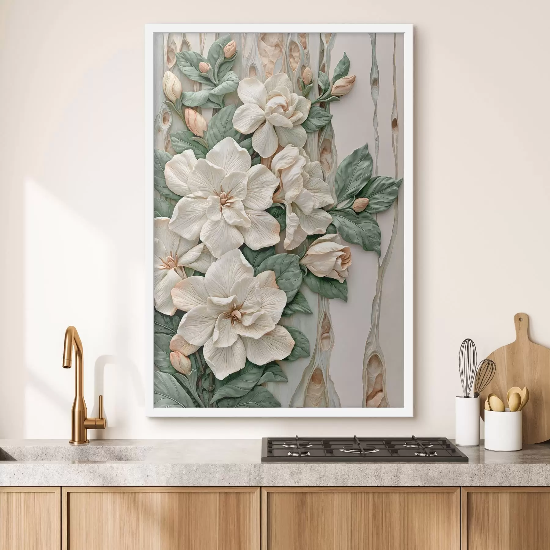 Fototapete Abstrakte Blumen mit Blättern f50080