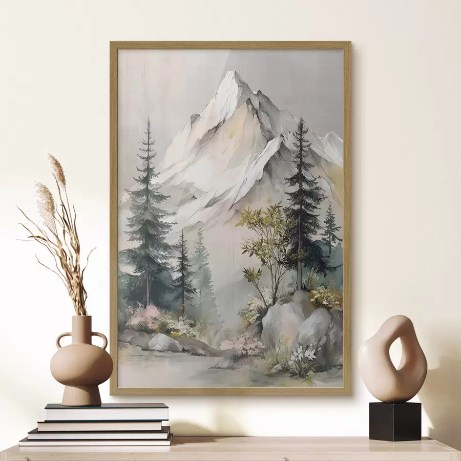 Fototapete Weihnachtsbäume am Fuße der Berge f50153