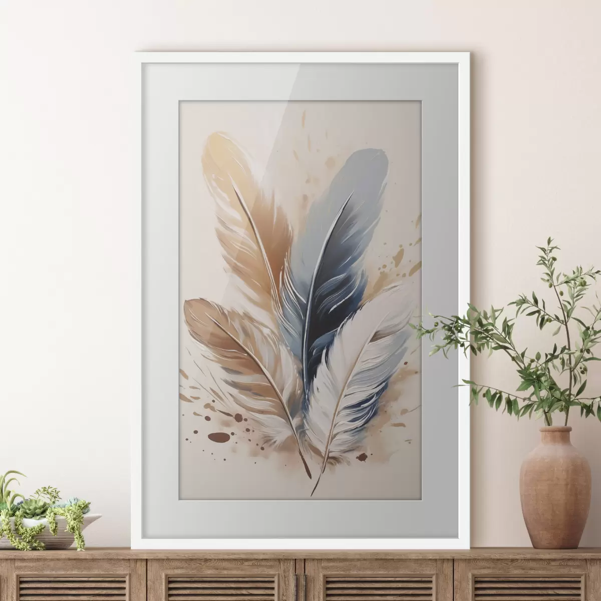 Poster Federn und Farben f50192