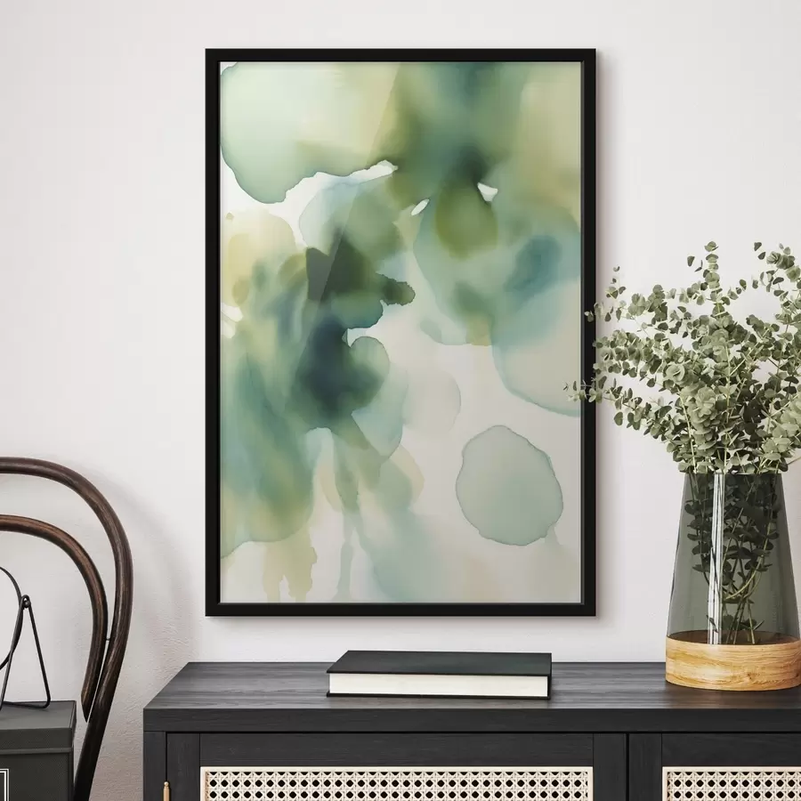 Fototapete Abstrakter Aquarellstil mit fließenden Formen in Grüntönen f50206