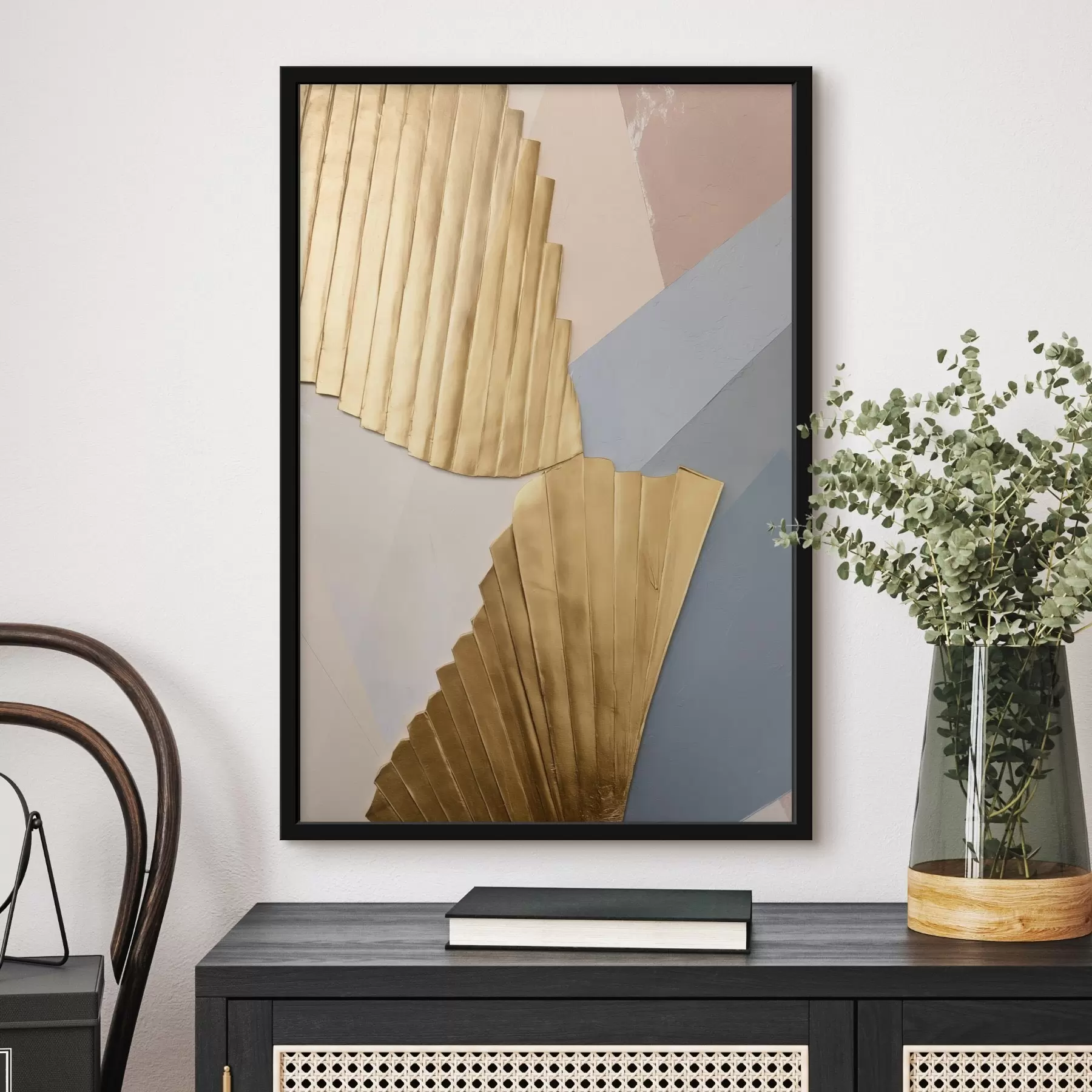 Fototapete Abstrakte geometrische Formen in den Farben Gelb, Hellrosa und Grau f50221