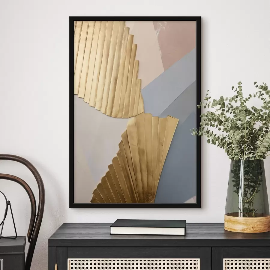 Fototapete Abstrakte geometrische Formen in den Farben Gelb, Hellrosa und Grau f50221