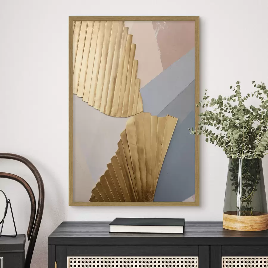 Fototapete Abstrakte geometrische Formen in den Farben Gelb, Hellrosa und Grau f50221
