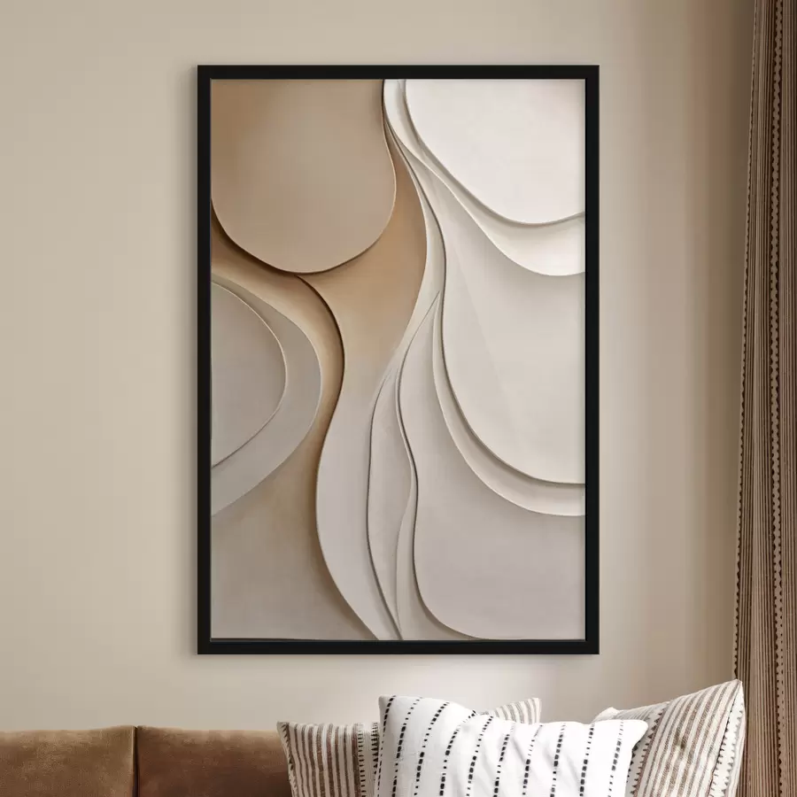 Fototapete Abstrakte, fließende, organische Formen in neutralen Beige- und Cremetönen, strukturierte Kunst f50224