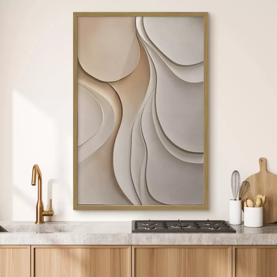 Fototapete Abstrakte, fließende, organische Formen in neutralen Beige- und Cremetönen, strukturierte Kunst f50224