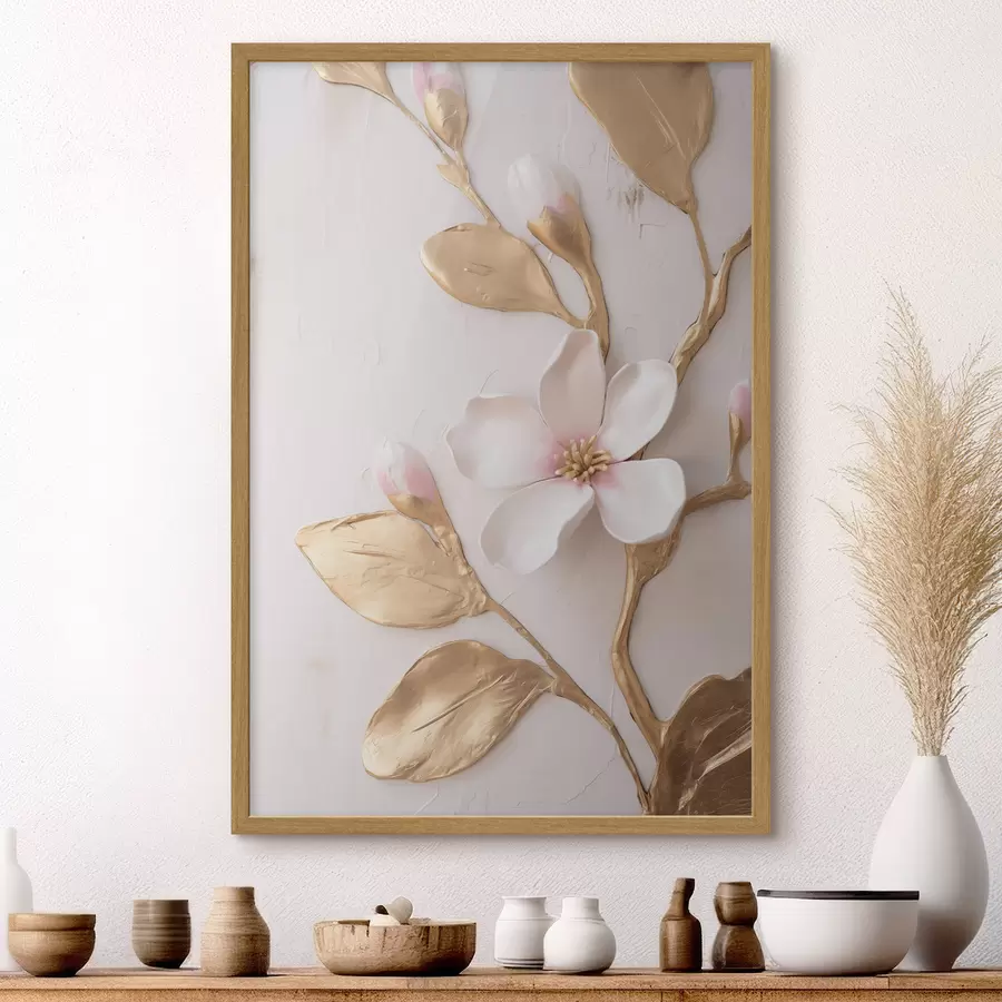 Fototapete Strukturierte, zartrosa Magnolienblüten mit gelben Akzenten f50231