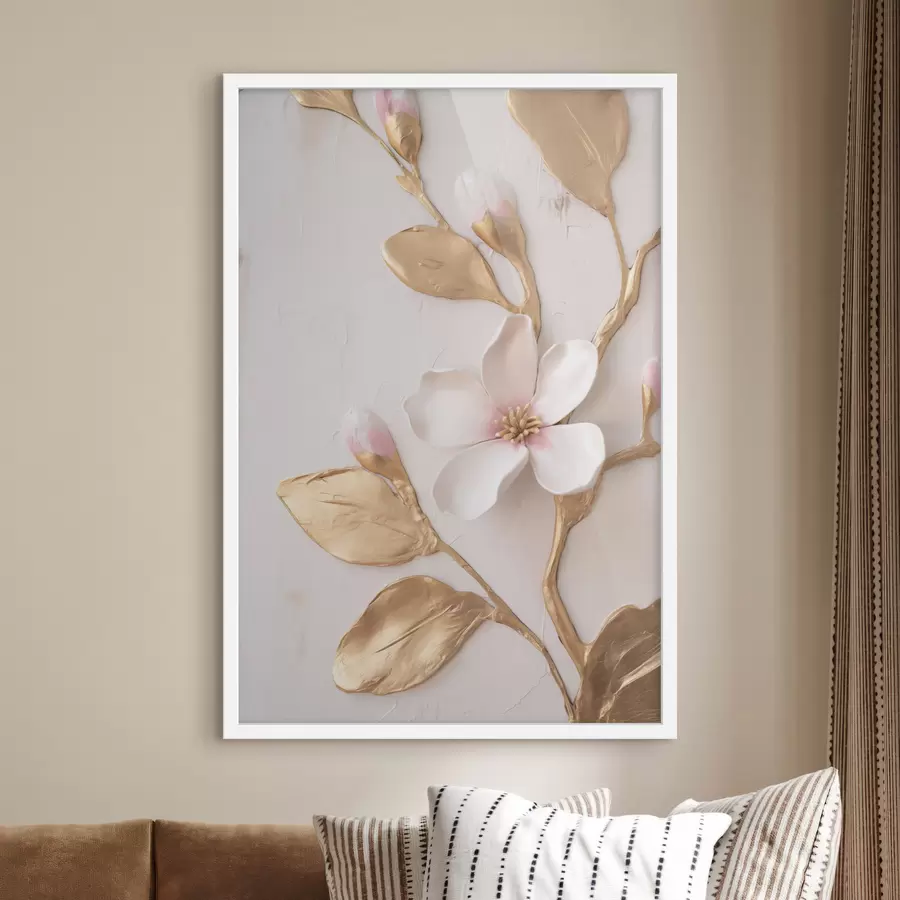 Fototapete Strukturierte, zartrosa Magnolienblüten mit gelben Akzenten f50231