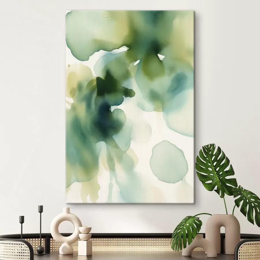 Fototapete Abstrakter Aquarellstil mit fließenden Formen in Grüntönen s50206