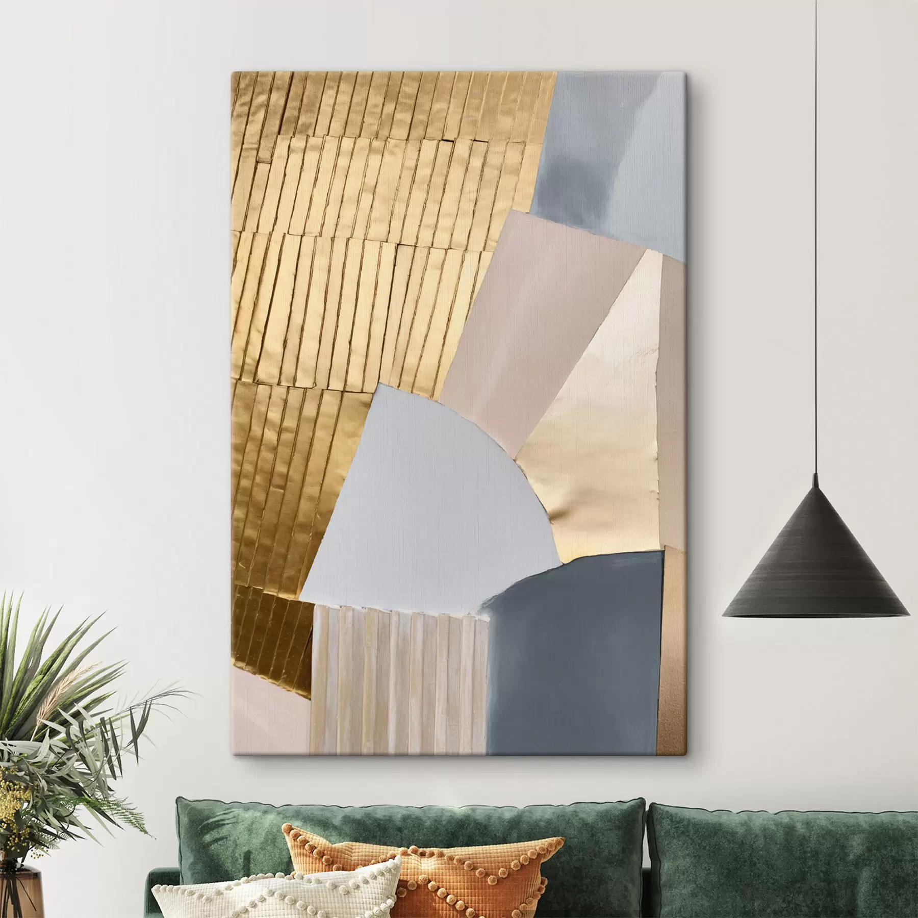 Fototapete Abstrakte geometrische Formen in den Farben Gelb, Hellrosa und Grau s50220