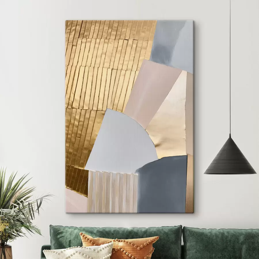 Fototapete Abstrakte geometrische Formen in den Farben Gelb, Hellrosa und Grau s50220