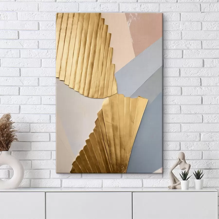 Fototapete Abstrakte geometrische Formen in den Farben Gelb, Hellrosa und Grau s50221
