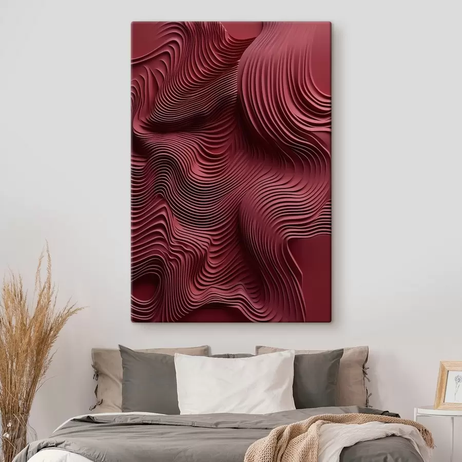 Fototapete Dunkelrote, wellenförmige, geschichtete, abstrakte, glatte Texturen, moderne Kunst s50222