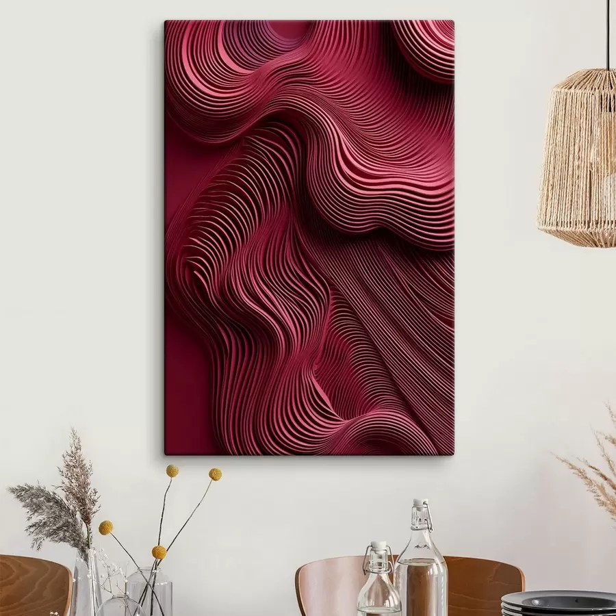 Fototapete Dunkelrote, wellenförmige, geschichtete, abstrakte, glatte Texturen, moderne Kunst s50223