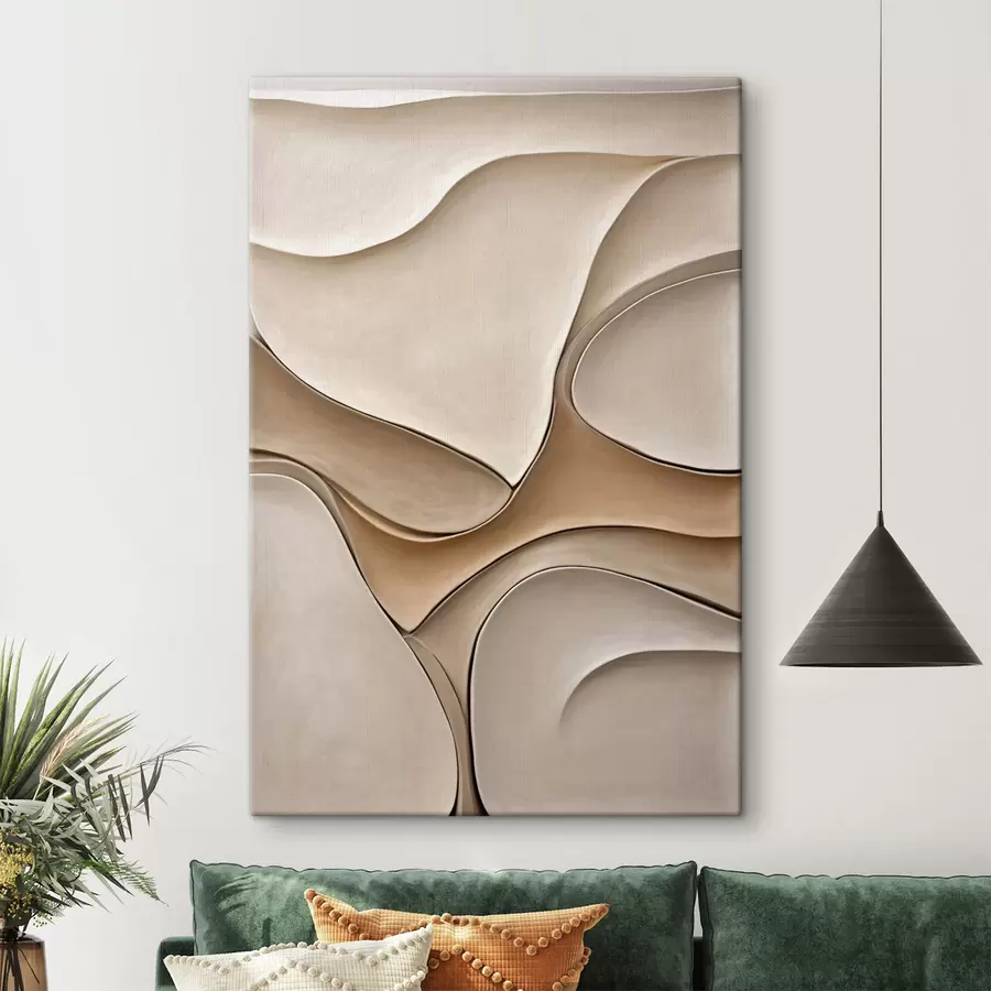 Fototapete Abstrakte, fließende, organische Formen in neutralen Beige- und Cremetönen, strukturierte Kunst s50225