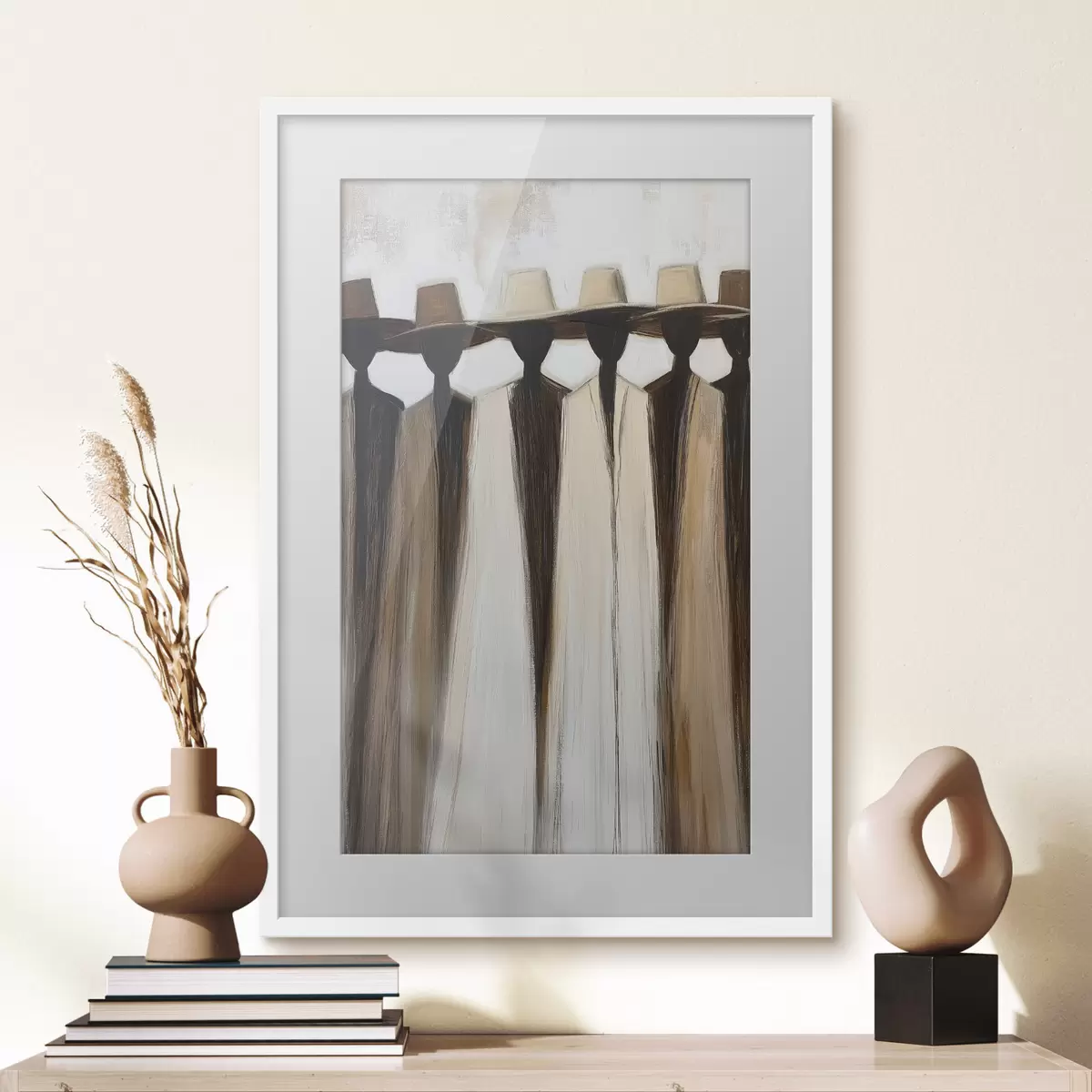 Poster Abstrakte Figuren mit Hüten f50248