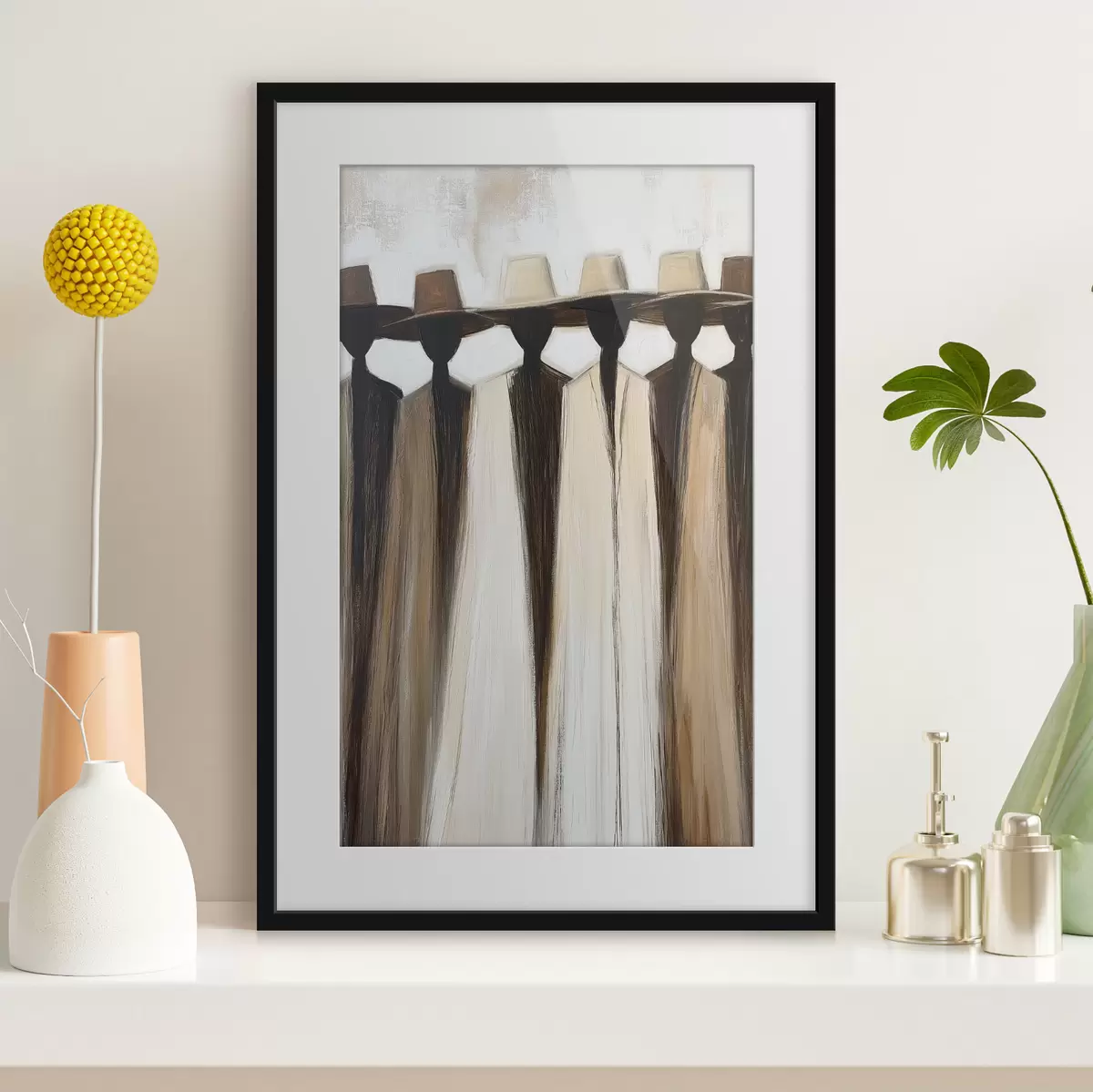 Poster Abstrakte Figuren mit Hüten f50248