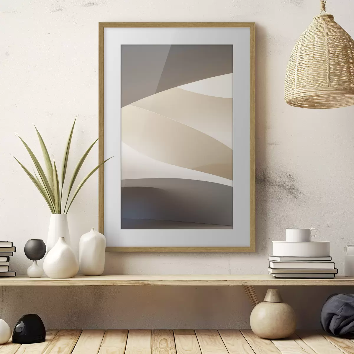 Poster Beigefarbene Wellen f50280
