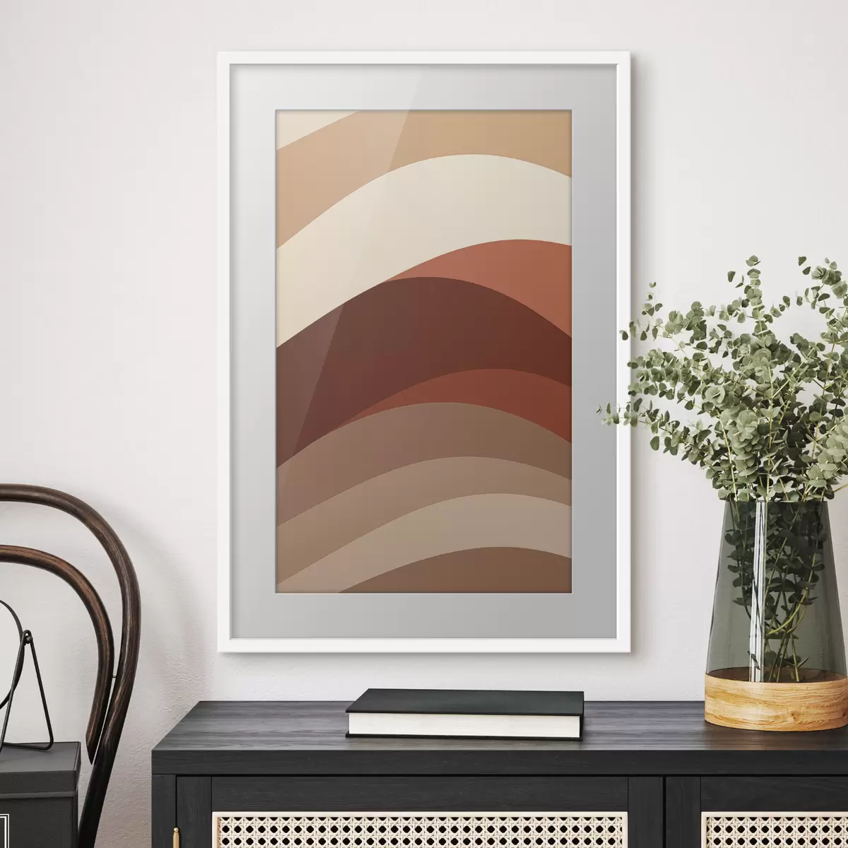 Poster Warme, kaffeefarbene Linien f50284