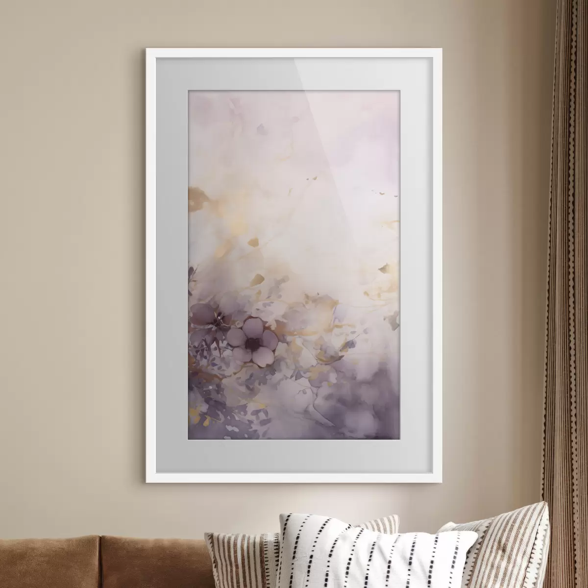 Poster Abstrakte Aquarellmalerei in Fliederfarben f50297