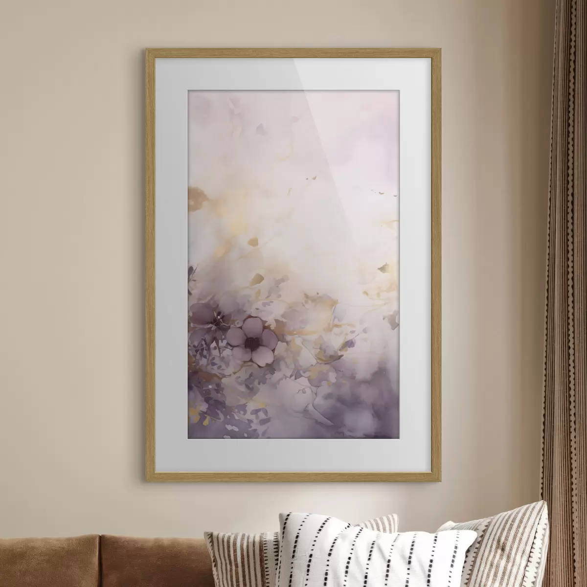Poster Abstrakte Aquarellmalerei in Fliederfarben f50297